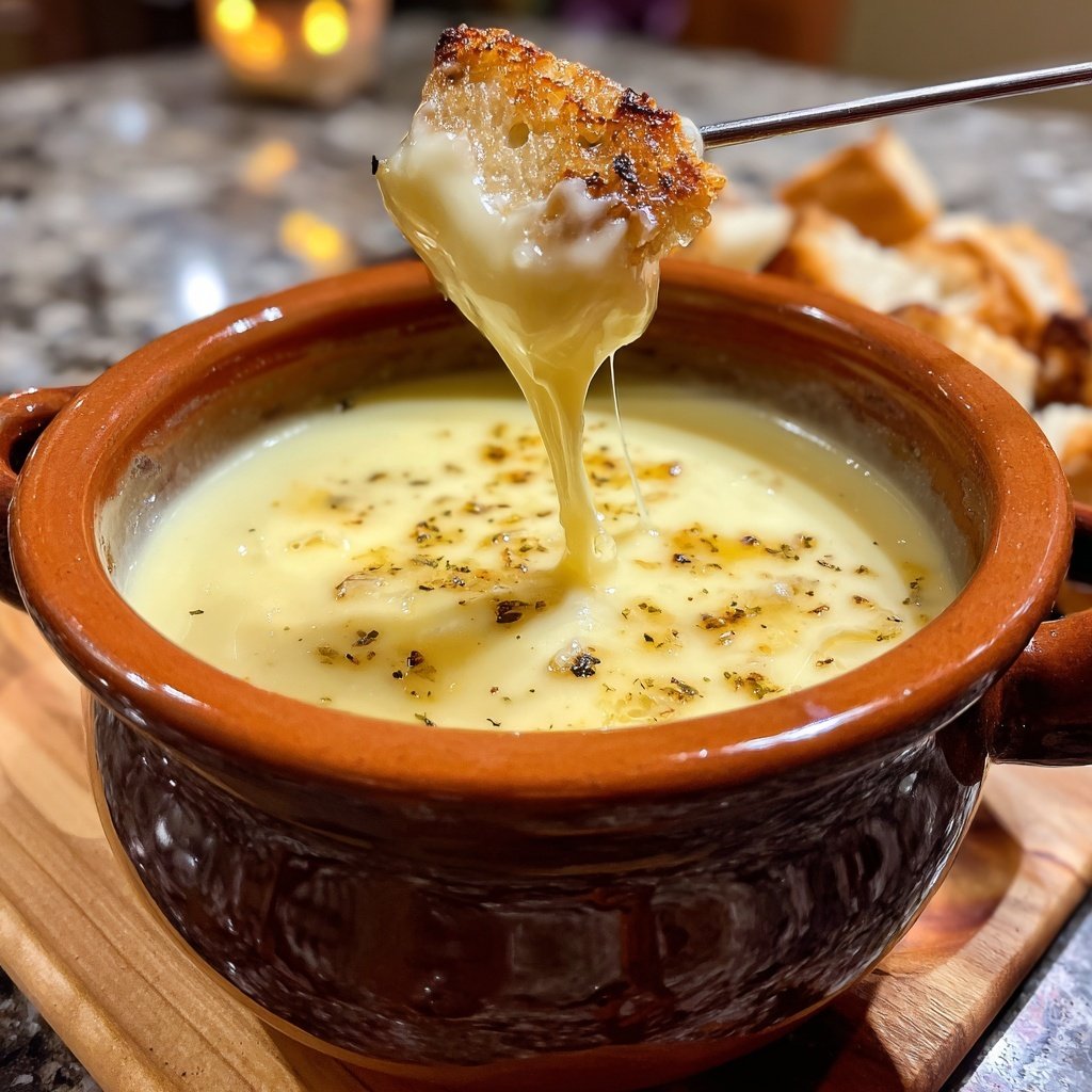 Fondue with Brie and Garlic