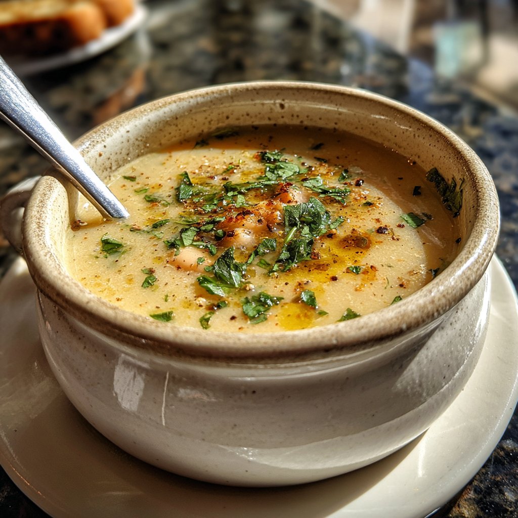 Creamy Lemon White Bean Soup Bowl