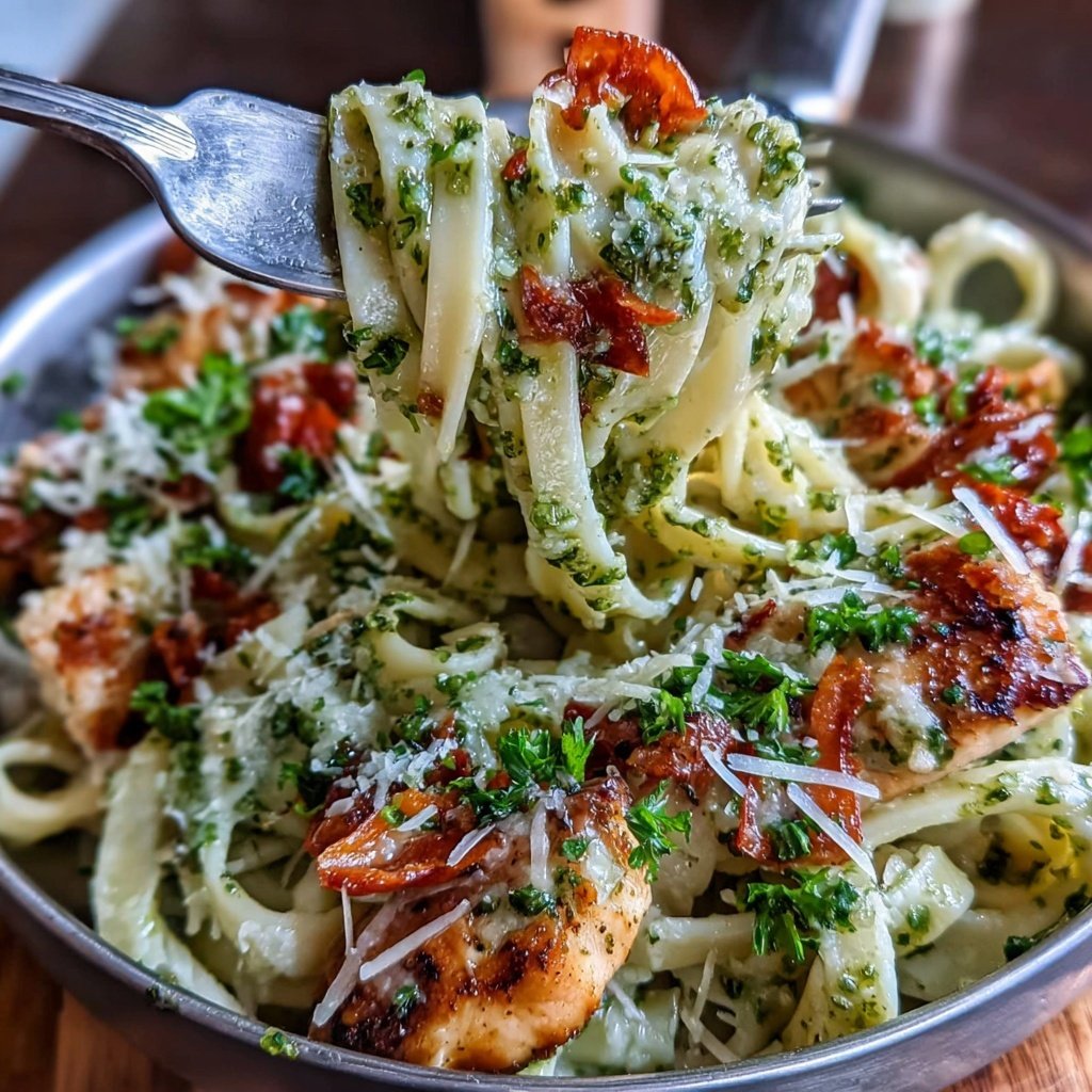 Chicken Pasta With Creamy Pesto Sauce