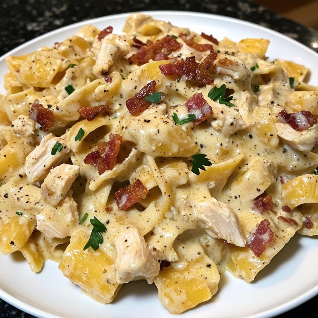 Creamy Chicken Bacon Ranch Pasta