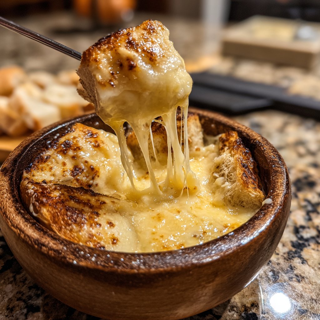 Fondue with Swiss Cheese and Garlic