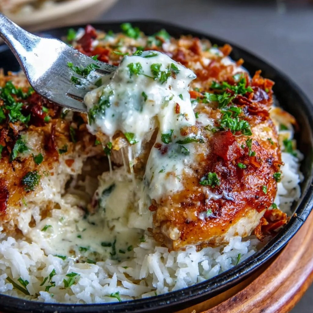 Creamy Garlic Butter Chicken And Rice Skillet