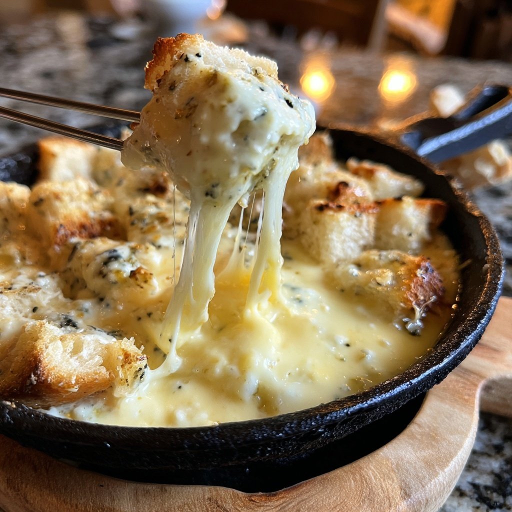Fondue with Mild Blue Cheese and Cream